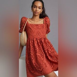 Shoshanna June Eyelet Puff Sleeve Mini Size 4 NWT